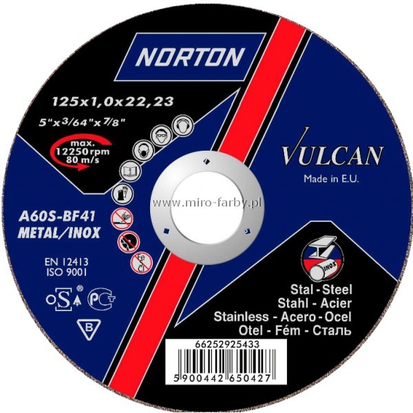 Tarcza do stali paska 41-125x3,0 NORTON-Vulcan B